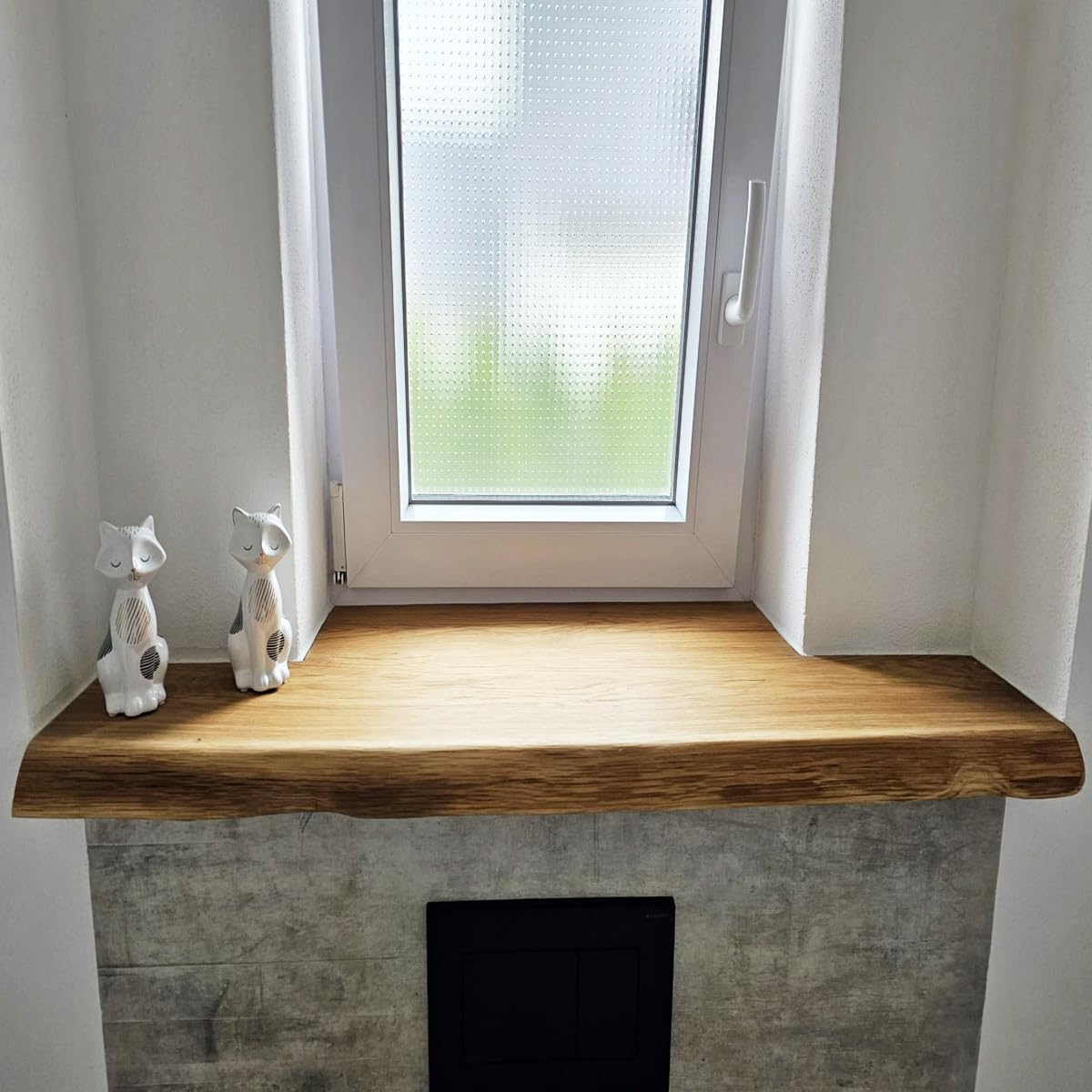 Davanzale per finestra in legno massello | bordo rustico | 90 x 20 cm | manifattura tedesca, naturale, mensola, tavola, piastra, copertura