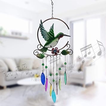 Wind Chime Indoor/Outdoor - Waterproof for Gold Aluminum Tube Handmade Metal Music Wind Chime, Mobile Romantic Wind-Bell for Home, Party, Festival Decor, Garden Decoration Hummingbird 1