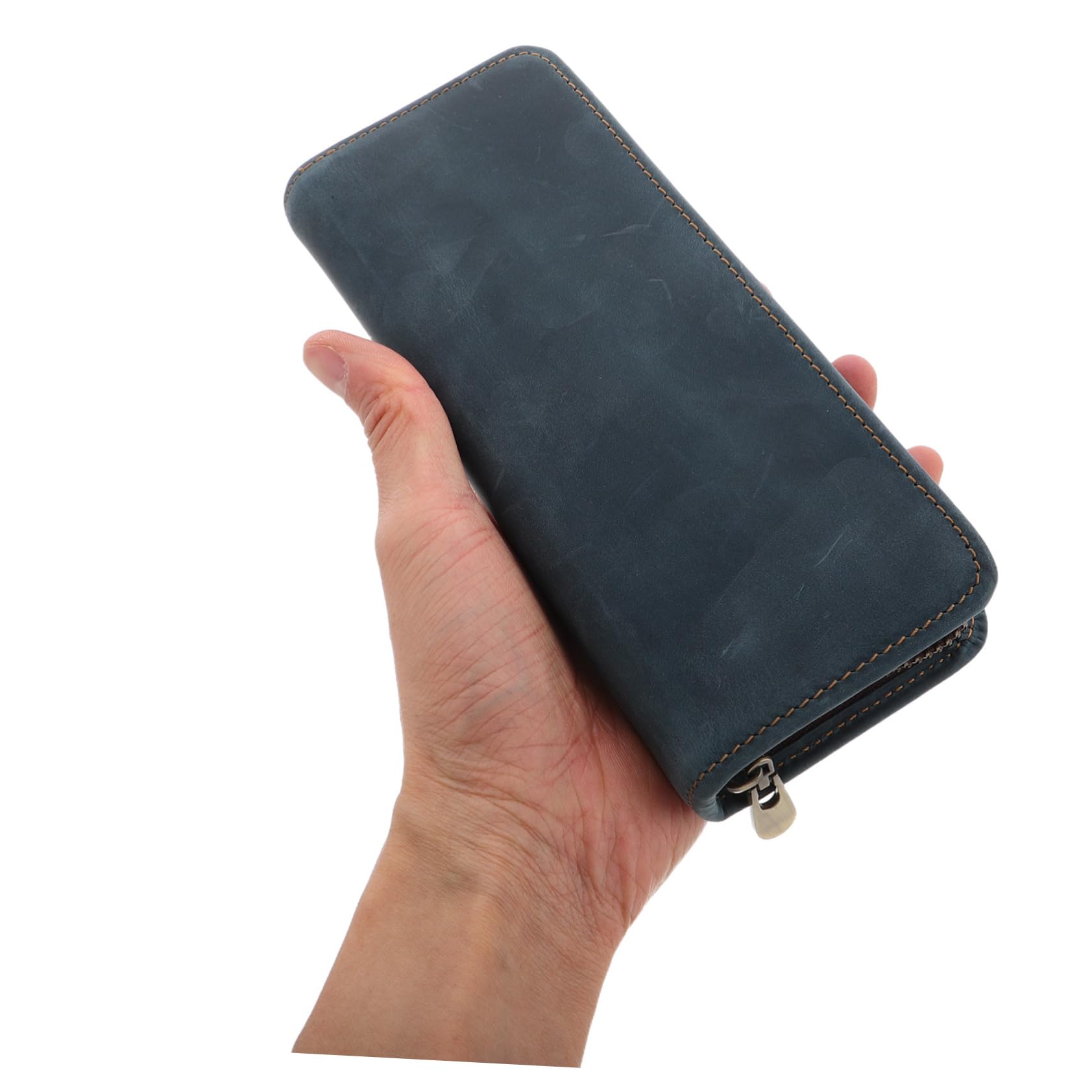 Sewroro Estuche de Cuero para Lápices Organizador de Bolígrafos con Diseño Retro Bolsa de Piel para Oficina Escuela y Color Azul