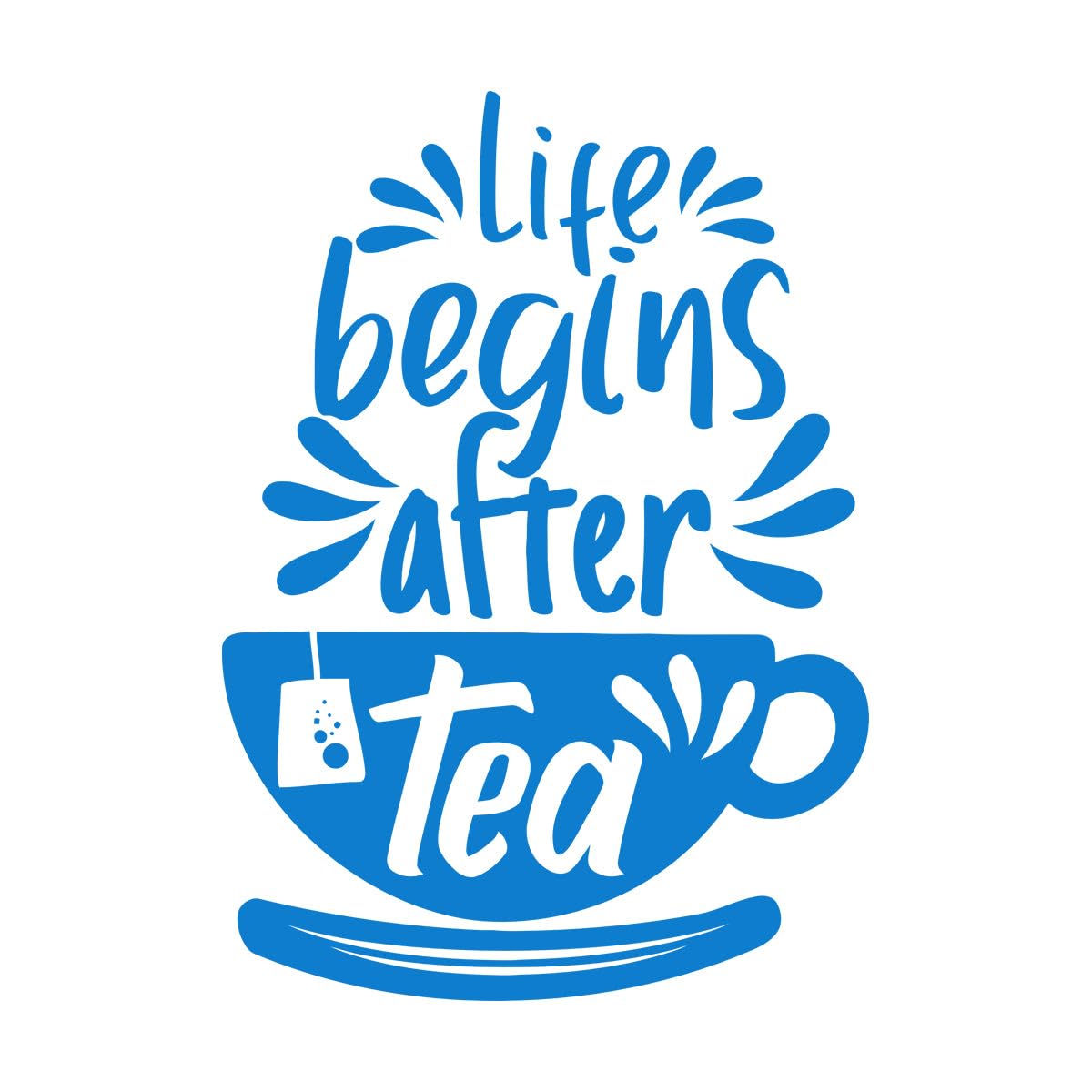 Engraving Decals Kitchen Tea Time Cap Funny Quote Words Cafe 81x115.2cm Easy Installation Extra Large Blue — image 1