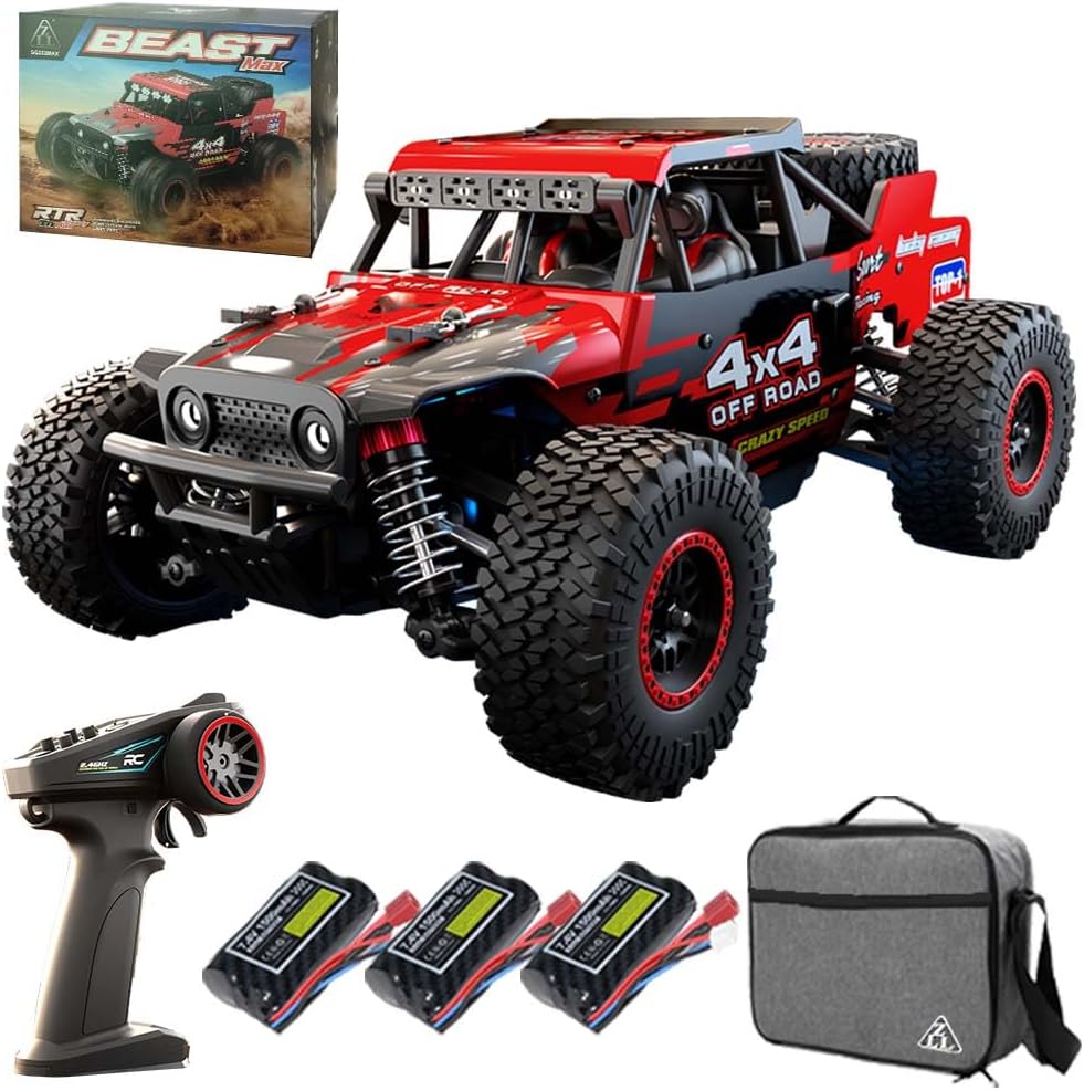 X-Verse SG202MAX Remote Control Car, 1:20 55 km/H RC Cars Brushless, 4WD All Terrain Offroad RC Truggy RC Truck Crawler for Adults Children (3 Batteries)