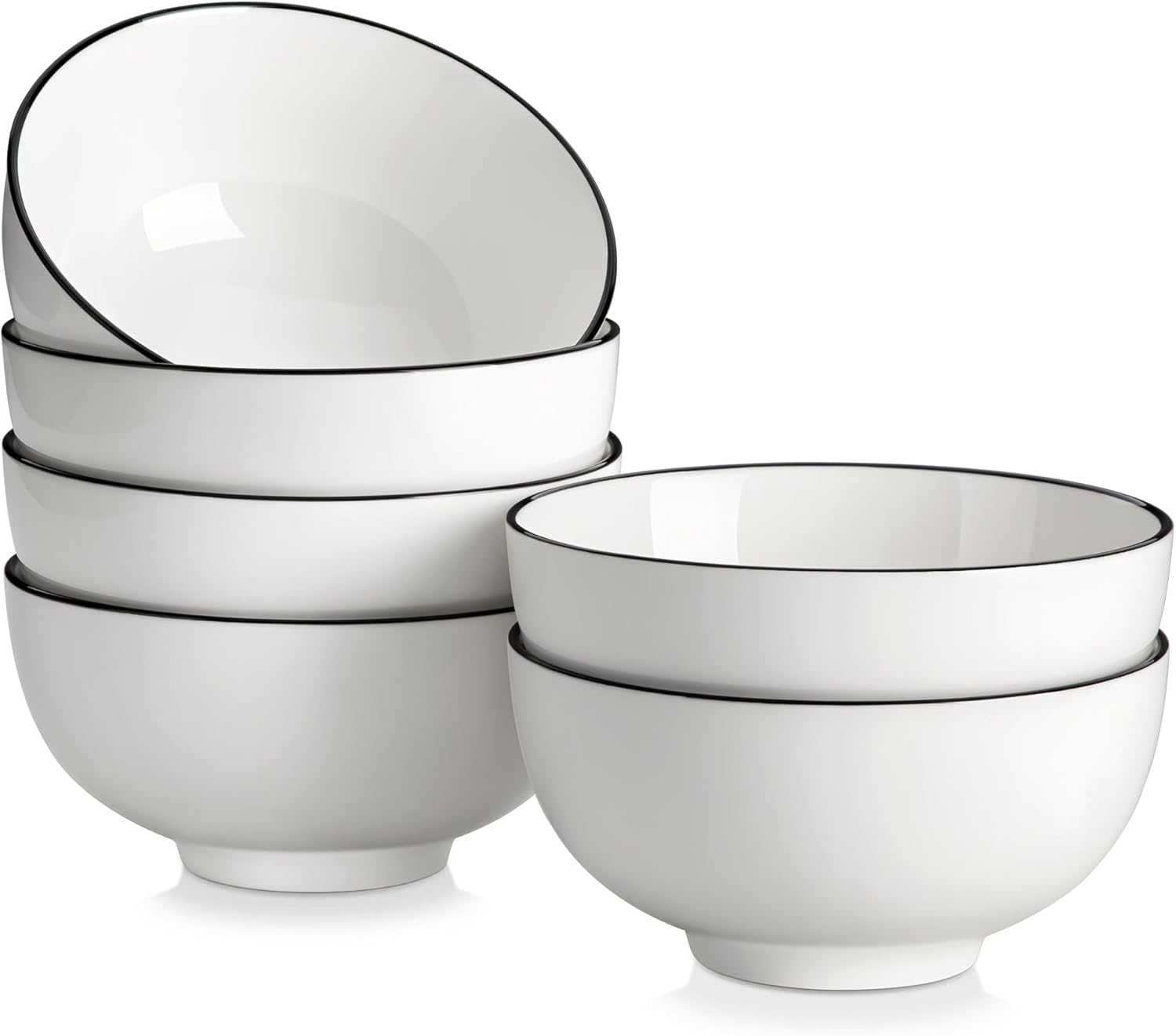 Elegant 26oz White Ceramic Soup and Cereal Bowls for Everyday Use