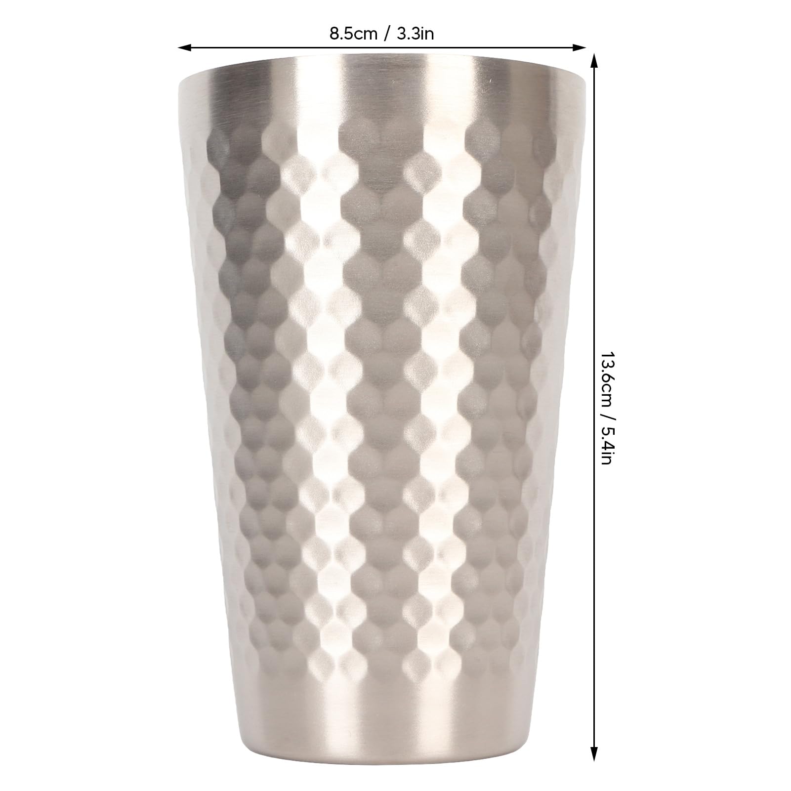 2 Tazas para Beber de Acero Inoxidable, Tazas de Metal Martillado con Doble Aislamiento de 450 Ml, Tazas de Cerveza Apilables y Enfriantes para Viajes/Al Aire Libre/Camping/Diario
