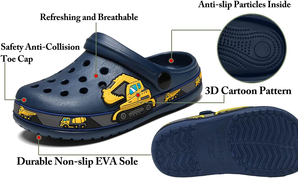 FolHaoth Little Kids Clogs Cute Cartoon Boys Girls Garden Clogs Toddlers Non-Slip Breathable Slides Sandals Children Lightweight Slip-on Beach Pool Shower Slippers - Image 5