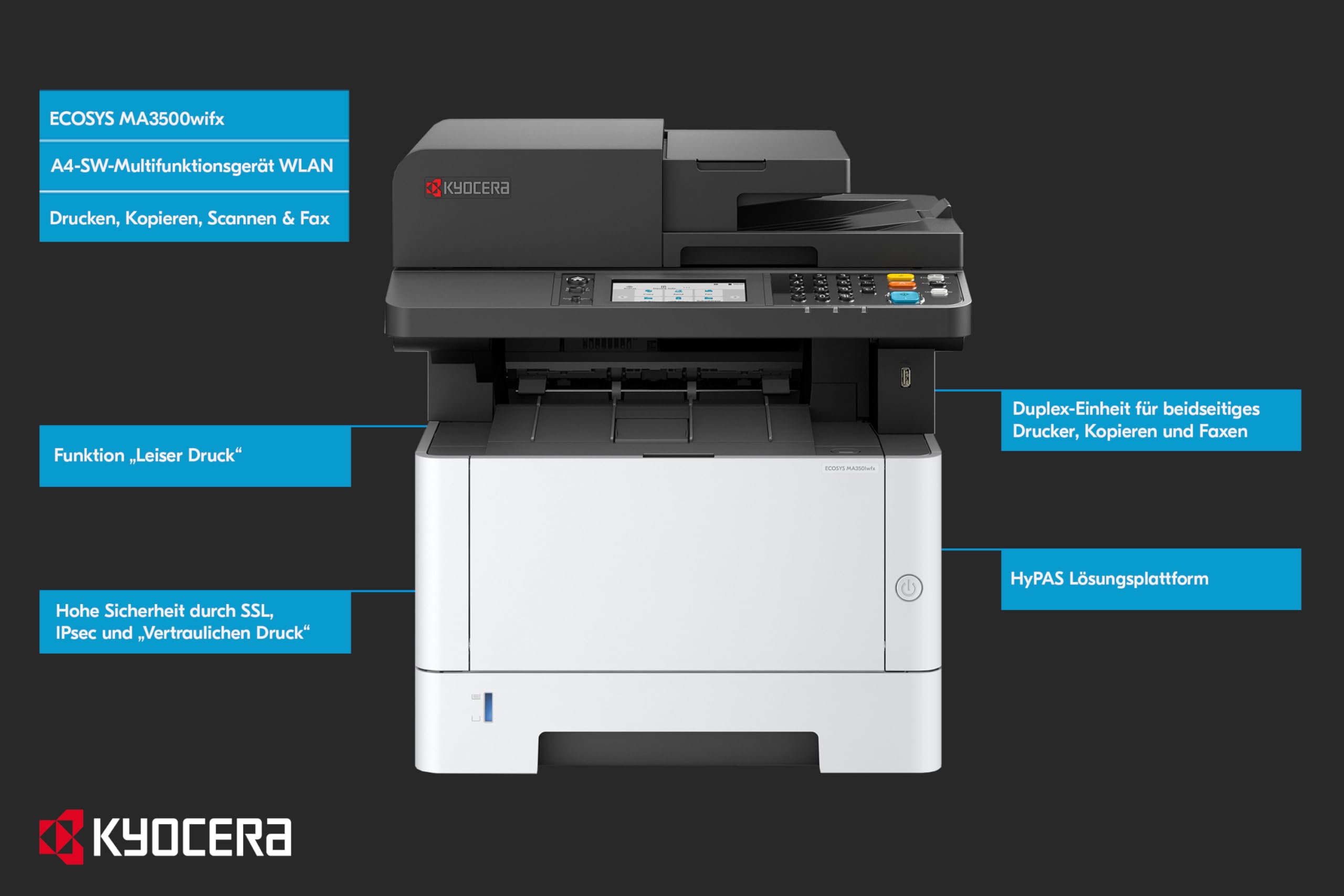 Kyocera Ecosys Ma3501wfx - Multifunktionsdrucker - S/w - Laser - A4 (210 X 297 Mm)
