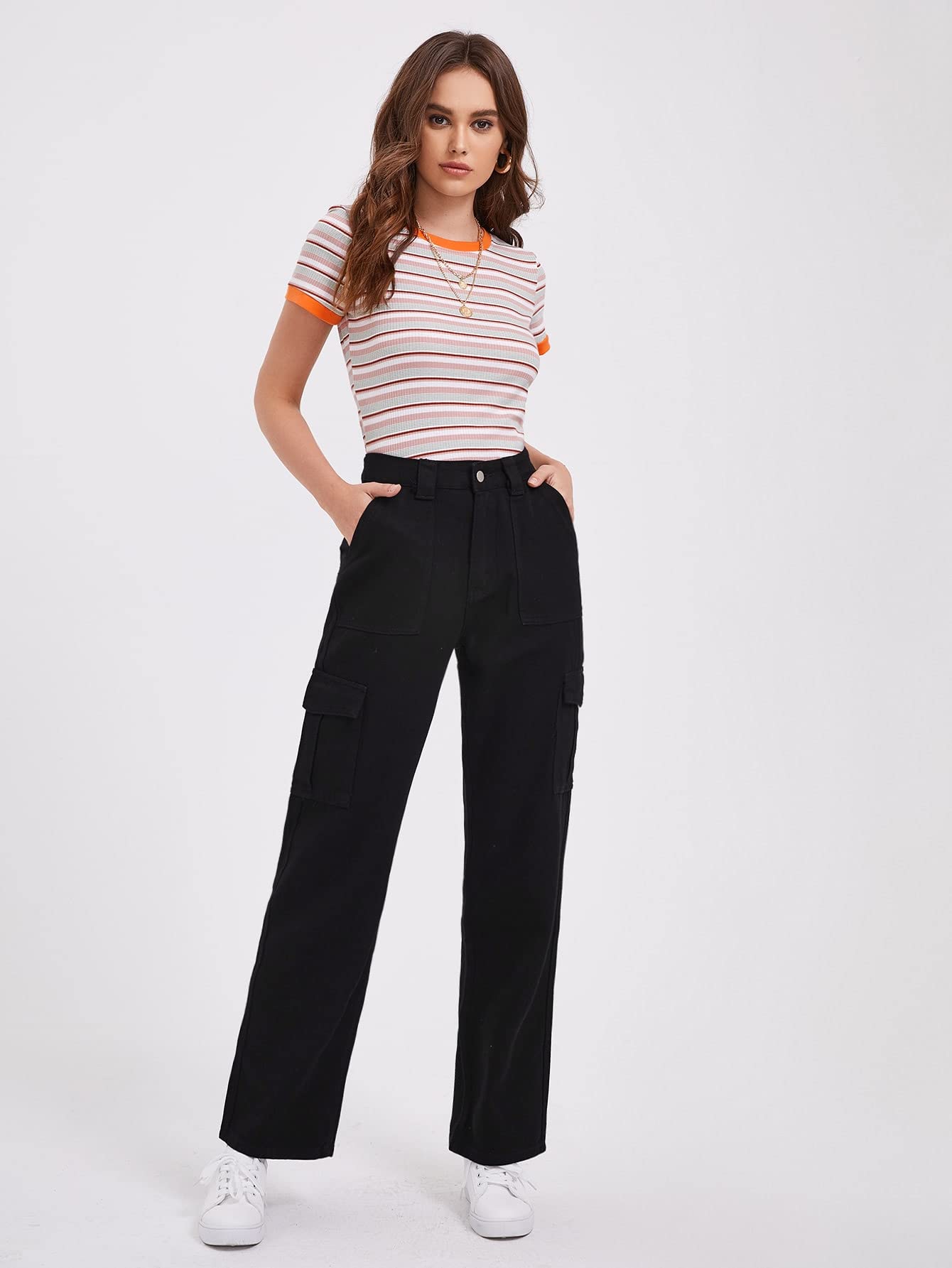 Amazon.com: Jeans for Women Flap Pocket Patched Side Jeans Without Belt  Jeans for Women (Color : Black, Size : X-Small) : Clothing, Shoes \u0026 Jewelry