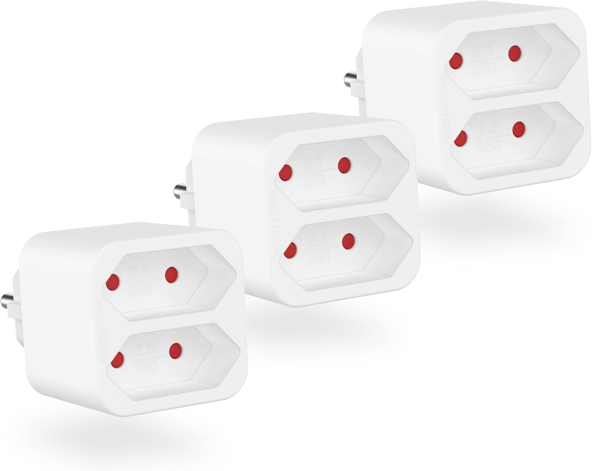 Benon 2er Set Mehrfachstecker Mit Schalter - 3fach Steckdosenadapter Mit Kindersicherung