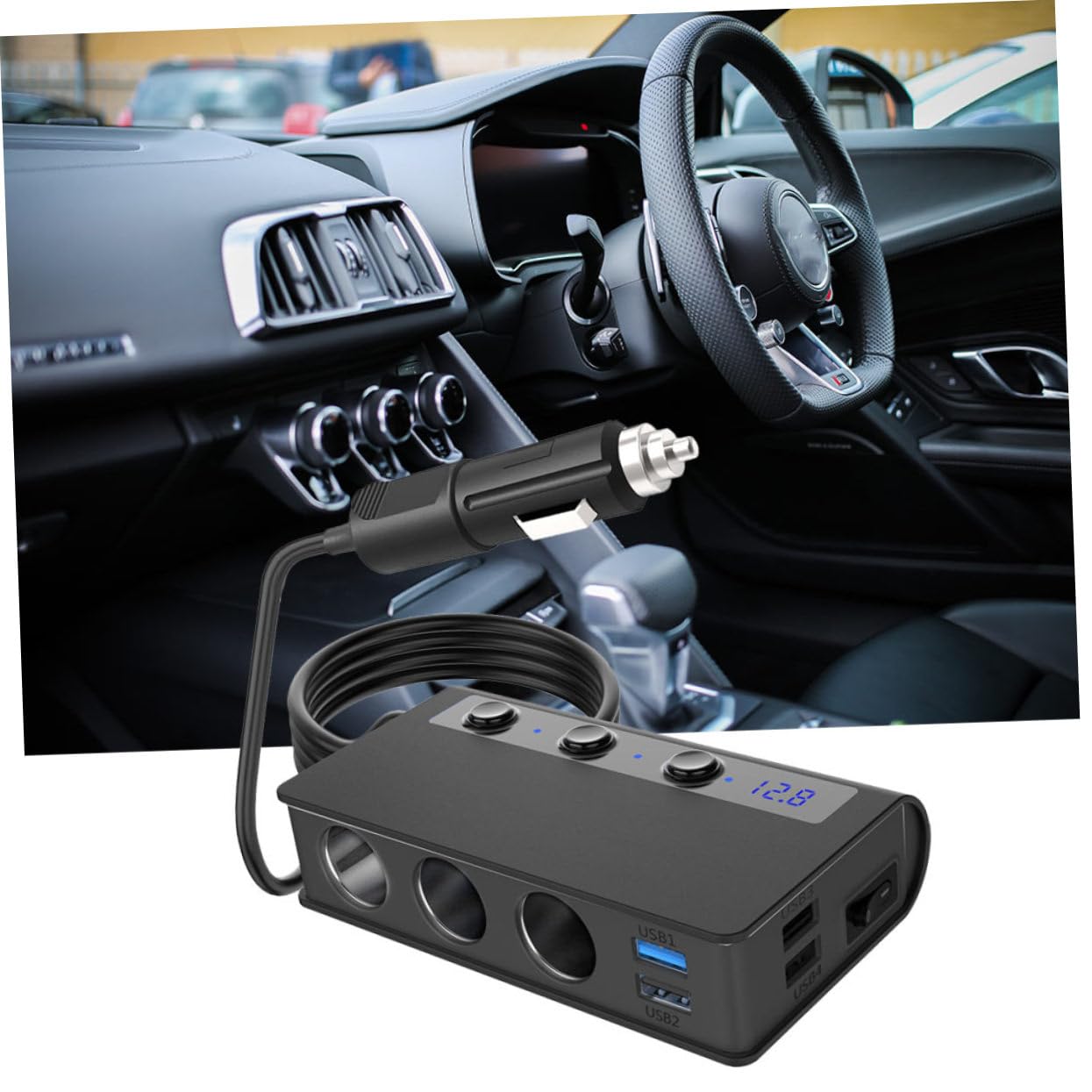 180w Caricabatterie Auto Splitter Porte Usb Adattatori Accendisigari Indicatore Tensione e Protezione Ic