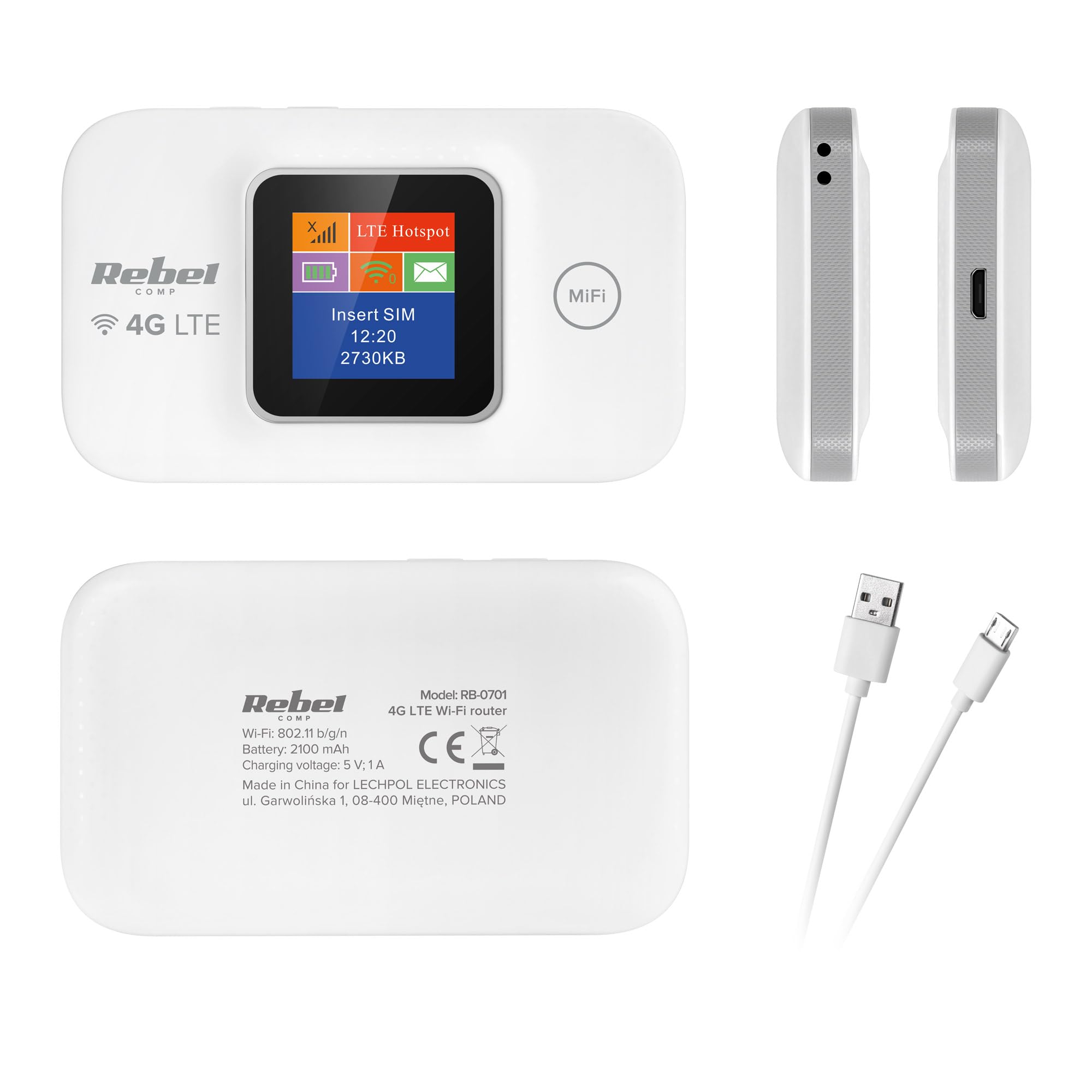 Rebel Electro Router na Kartę SIM Mobilny Przenośny 4G LTE RB-0701