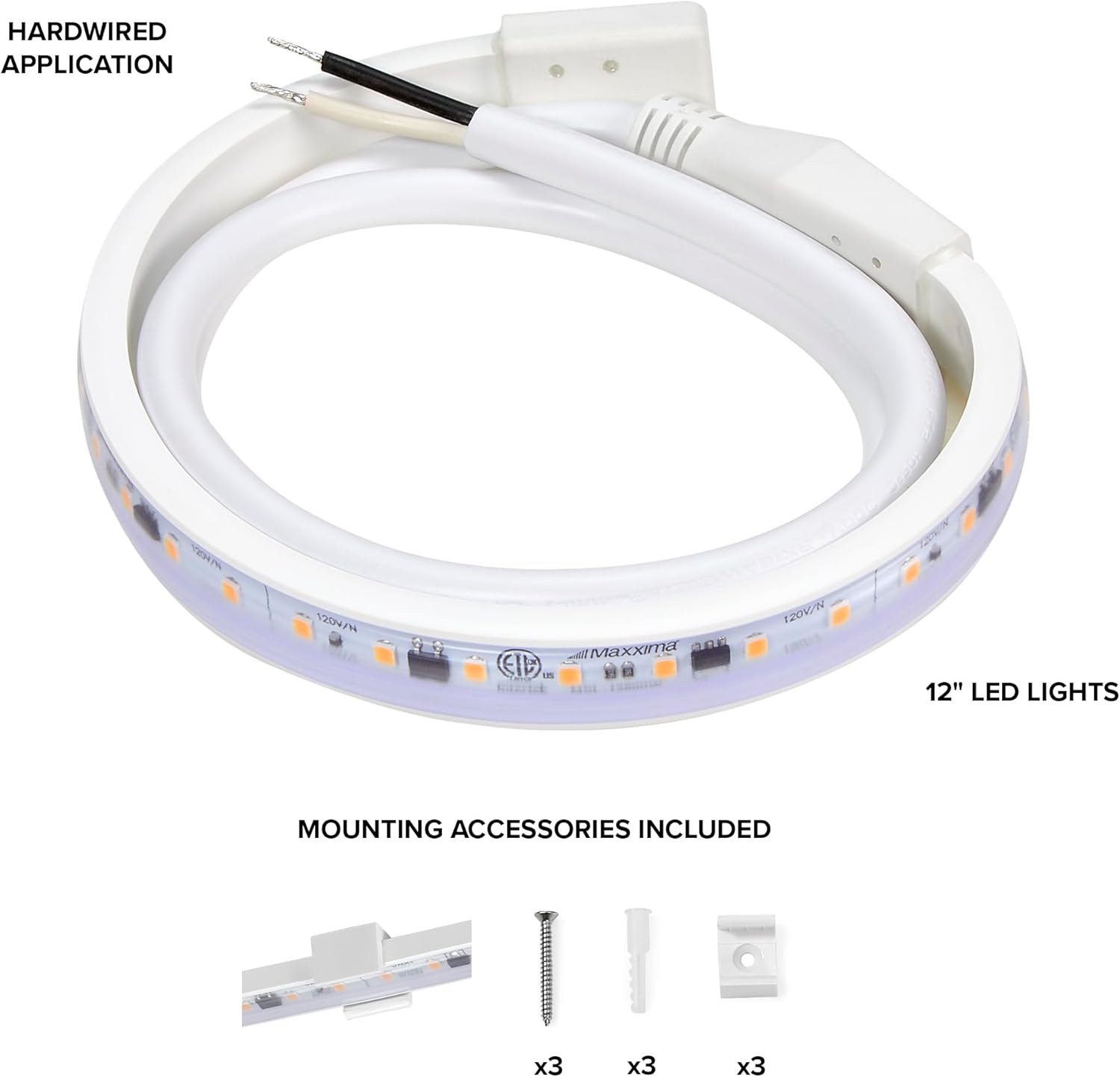 12" White PVC LED Under Cabinet Strip Light