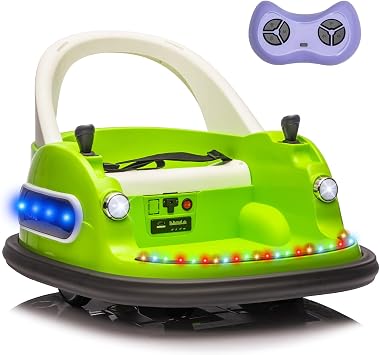 12V Kids Electric Bumper Car Baby Bumper Car for Toddlers, 360 Spinning Riding Bumping Car with Remote Control, Music, LED Light, Ride on Toy Gift for Boys & Girls