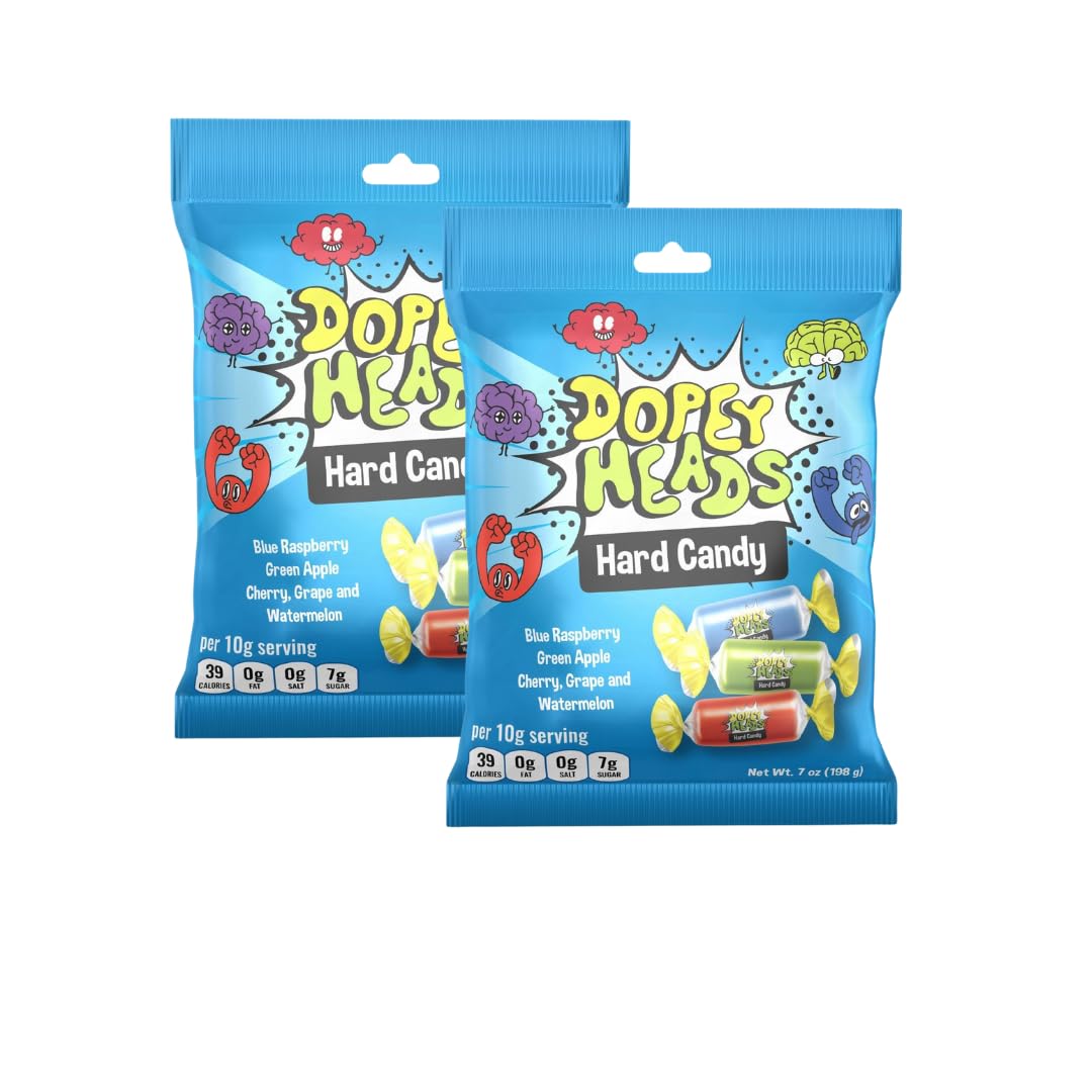 HALAL | Assorted Hard Candy | Five Flavours | Blue Raspberry | Apple | Cherry | Grape | Watermelon | Pack of 2 | Weight 198g (7 oz) Each (Assorted Hard Candy)