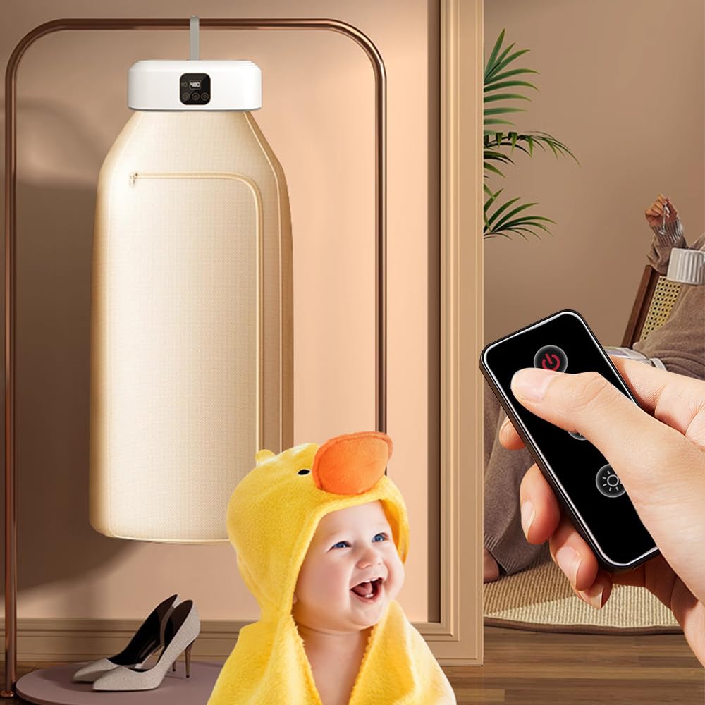 NAVESO Mini Wäschetrockner Tragbar - Faltbar Mit UV-Sterilisation & Fernbedienung