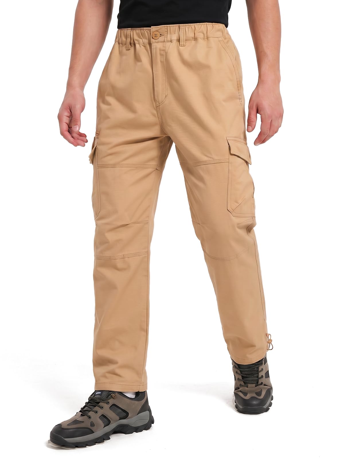 Aimato Herren Cargohose Relaxed Fit, Baumwolle Outdoor Wanderhose Herren | Freizeithose mit Elastischem Bund, Arbeitshose mit 7 Multifunktionstaschen für Trekking/Freizeit/Wandern