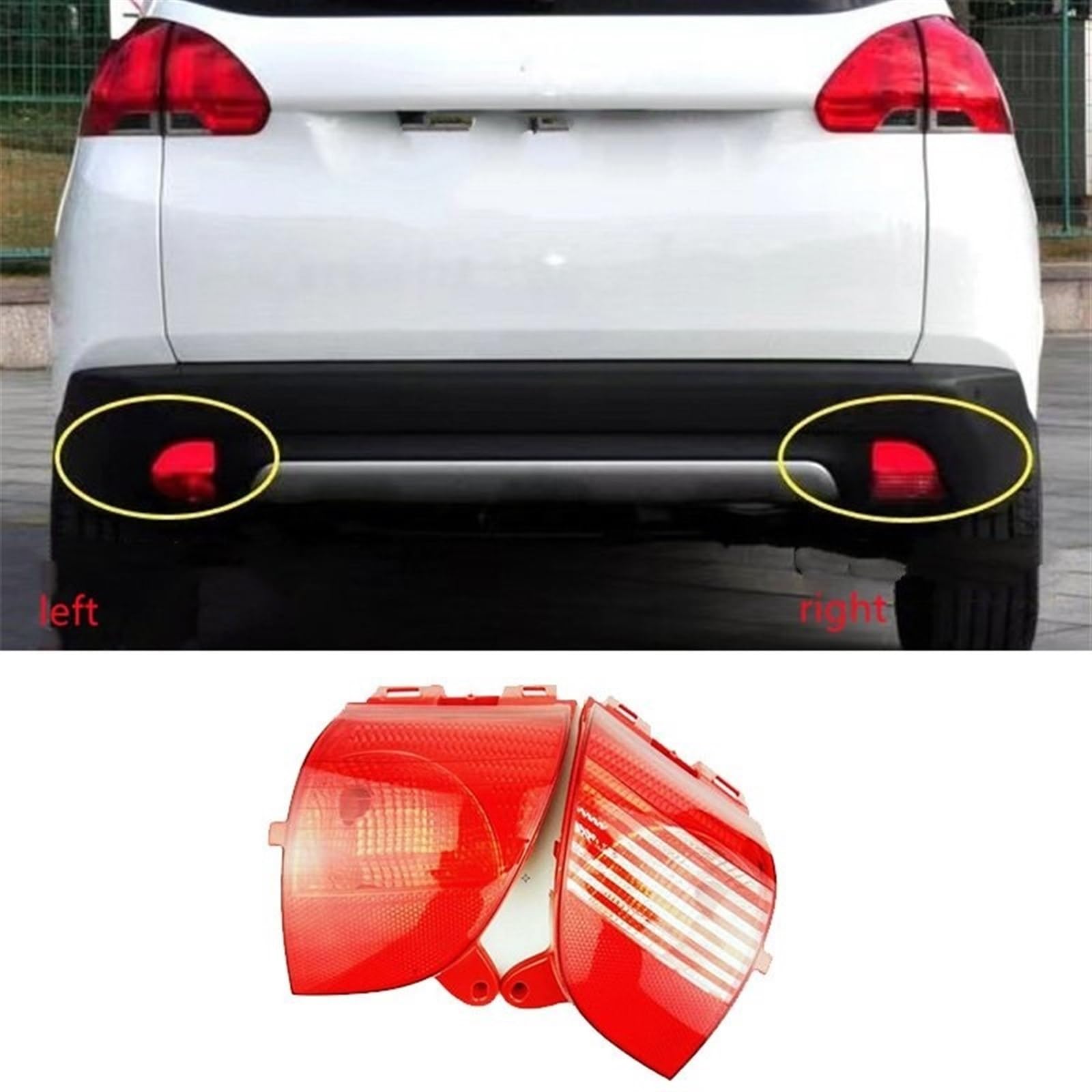 Lampada Fanale Posteriore Riflettore paraurti posteriore per Peugeot 308CC C3 2008-2014 per Citroen C3XR RHD 2015-2018 luce fendinebbia posteriore luce freno fanale posteriore(Right Side)