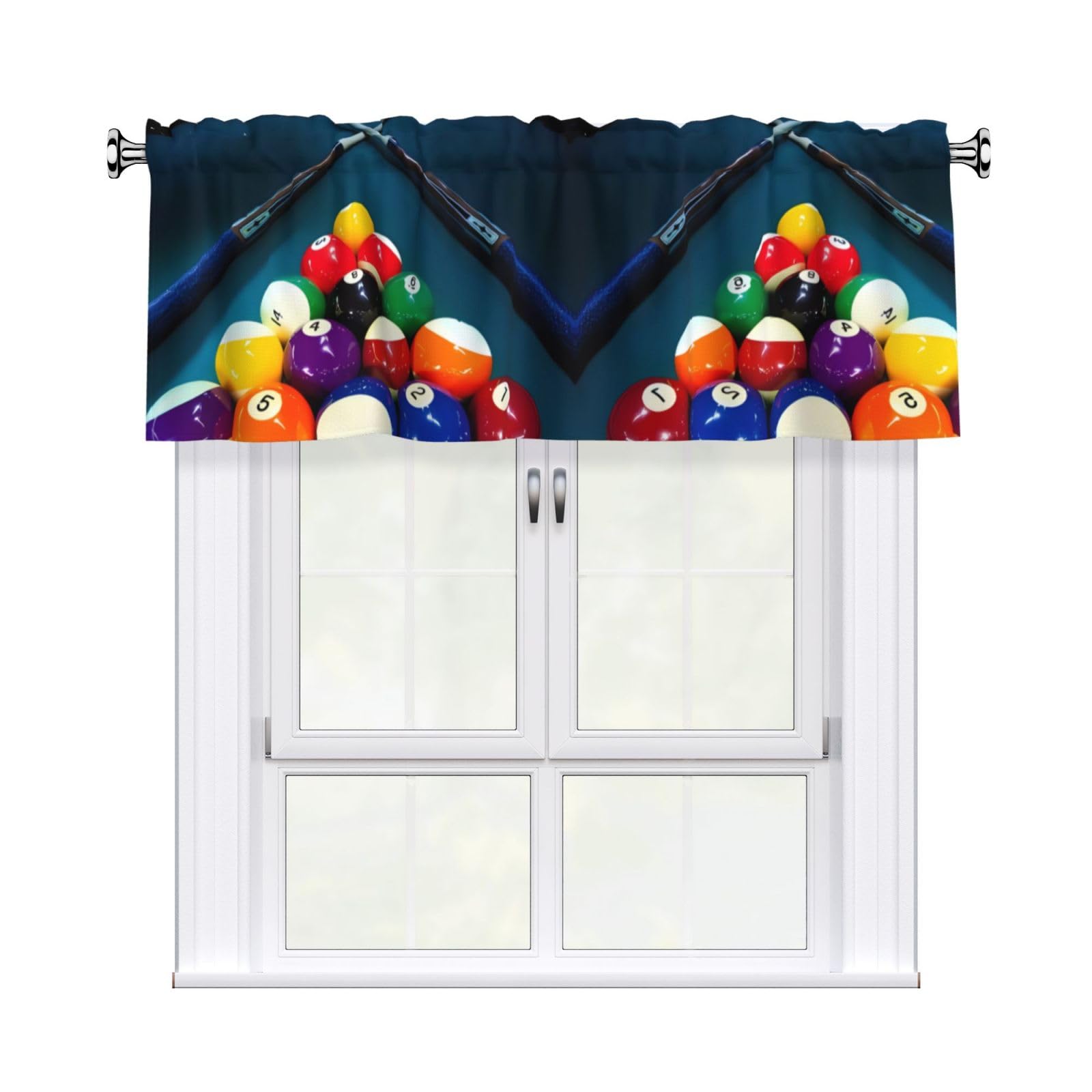 YYHHAOFA Billiard Prints Durable Kitchen Window Layer – 54x18 Inch 100% Polyester Valance with Precision Construction