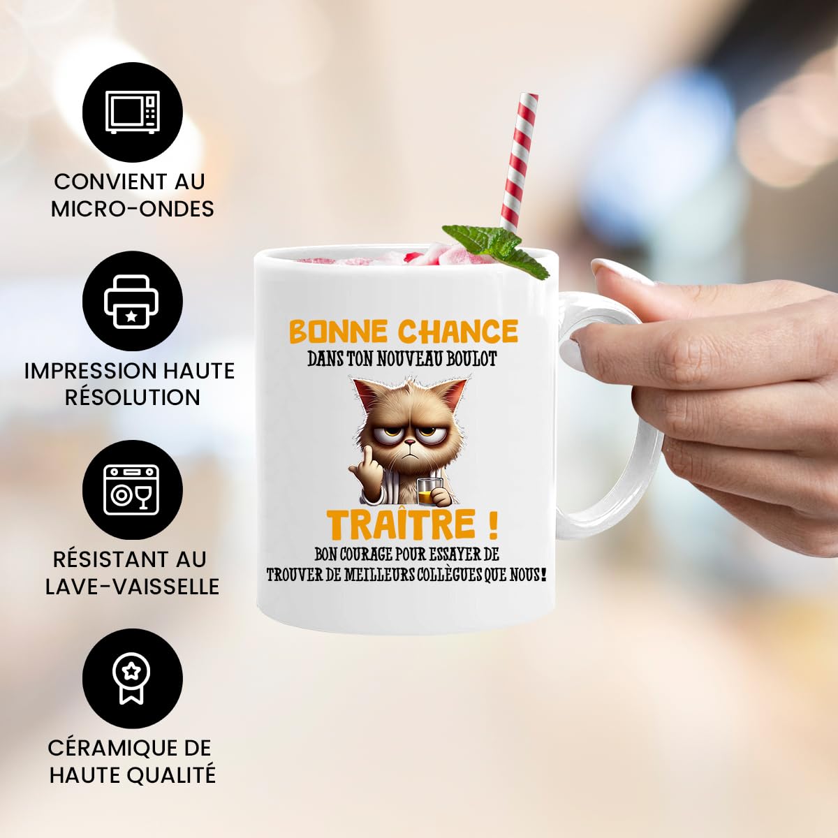 Drôle Tasse à Café Collègue Neuf Job Leaving Cadeau Good Luck