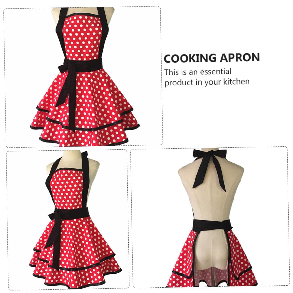 jojofuny Grembiule in Cotone con Motivo Pois Doppio Strato Leggero e Confortevole Grembiule da Cucina e Lavoro per Casa Hotel Pulizia e Cottura