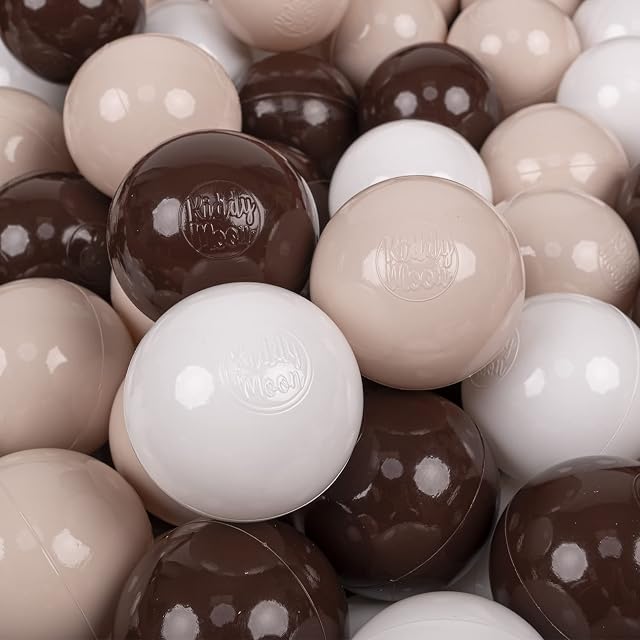 KiddyMoon 100 Bolas/7Cm Bolas Colores De Plástico para Piscina para Niños, Beige Pastel/Marrón/Blanco