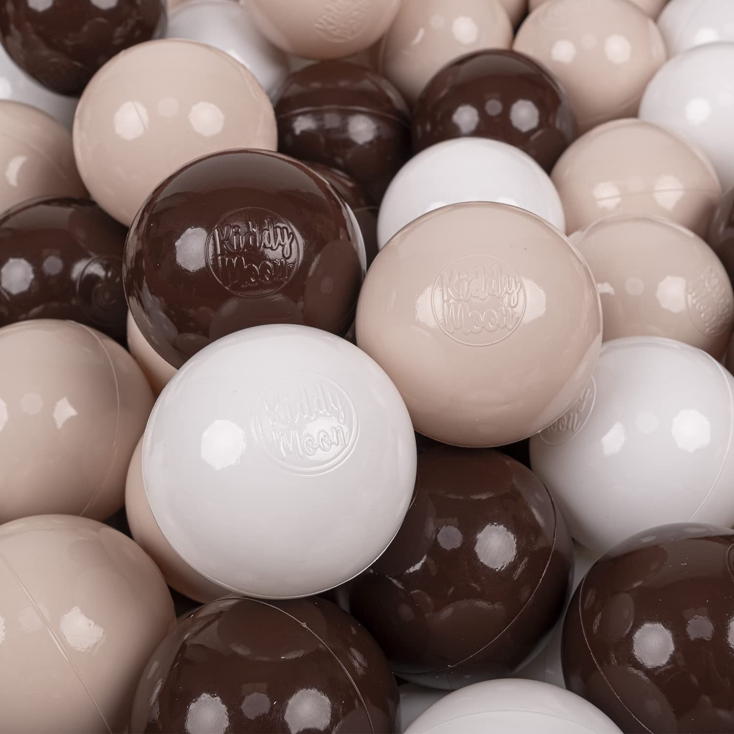 KiddyMoon Soft Plastic Play Balls 700 Balls/7Cm-2.75In Multi-Colour Made In EU, Pastel Beige/Brown/White