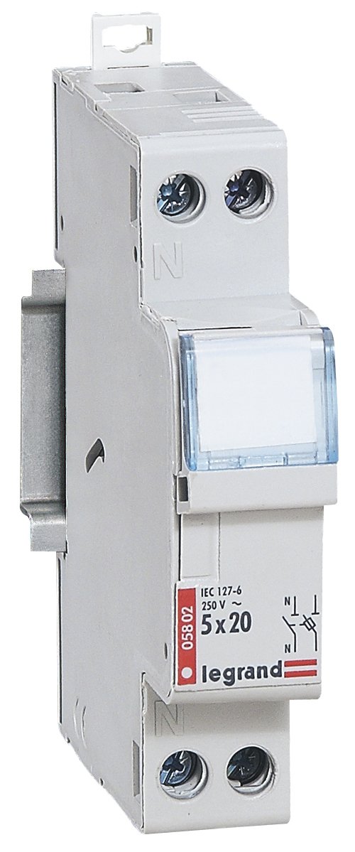 Legrand 005802 Coupe-​Circuit Domestique Unipolaire + Neutre pour Cartouche Cylindrique Miniature, 5mm x 20mm, 250V, Gris Clair