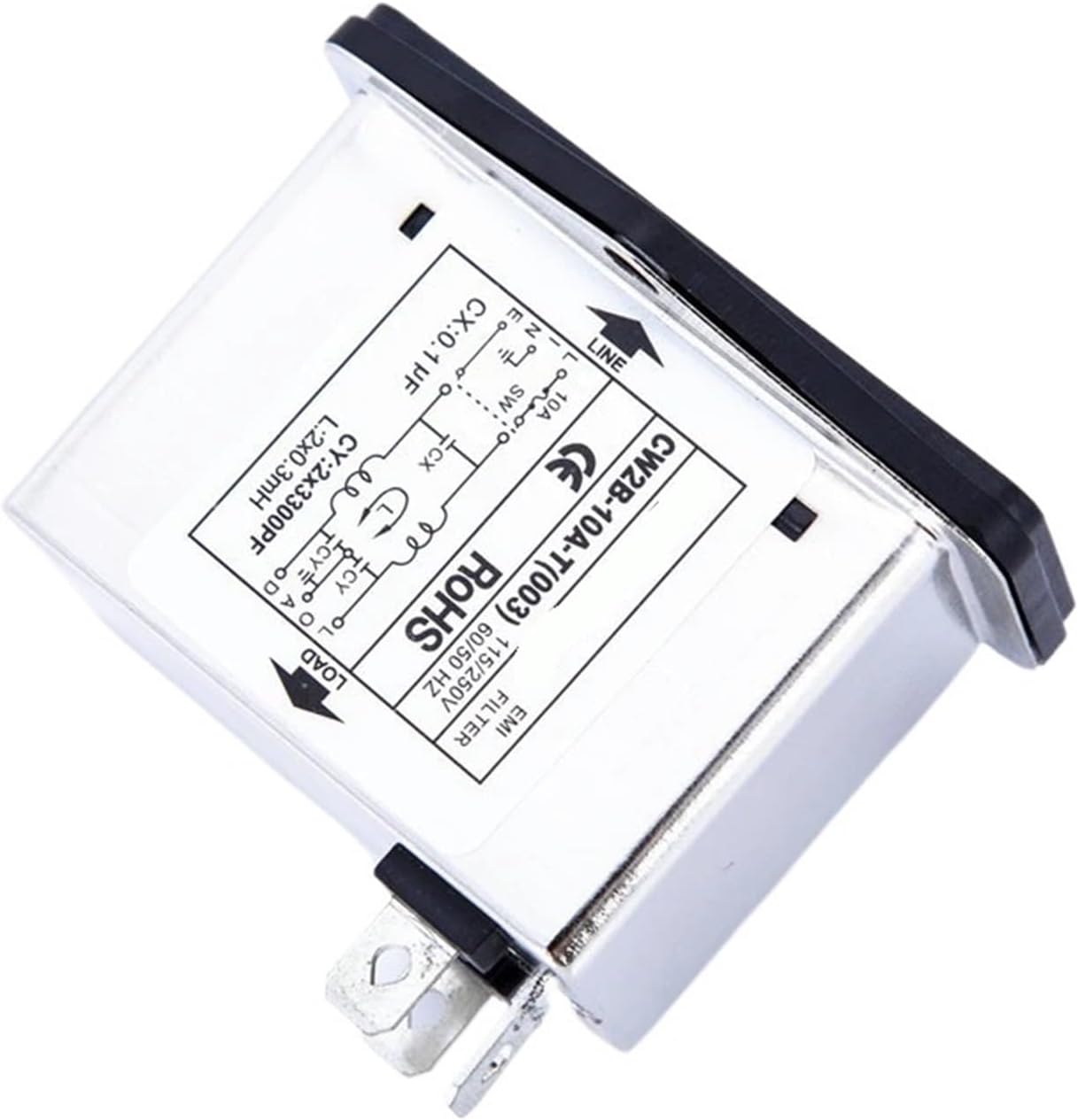 10A Power EMI Filter with Big Rocker Switch & Socket Connector CW2B-10A-T(003)(Black)