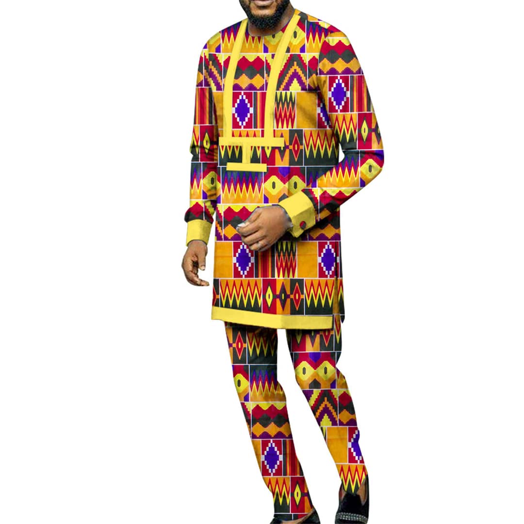 Afrikaans Pak for Mannen Single Breasted Slim Fit Jassen en Broeken 2 Delige Set Pak Trouwavond (Color : STYLE05, Size : XXL Afrikaans Pak for Mannen Single Breasted Slim Fit Jassen en Broeken 2 Delige Set Pak Trouwavond (Color : STYLE05, Size : XXL