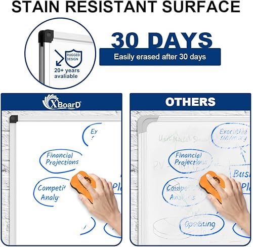 Vista 60 de XBoard - Pizarra blanca magnética pequeña, borrado en seco de 15 x 12 pulgadas, pizarra blanca colgante para pared con bandeja para bolígrafos