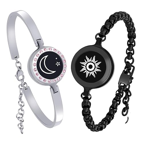 INOWL Long Distance Touch Bracelets, Vibration & Light up for Love Couples Bracelets,Send SOS SMS,Relationship Bracelets