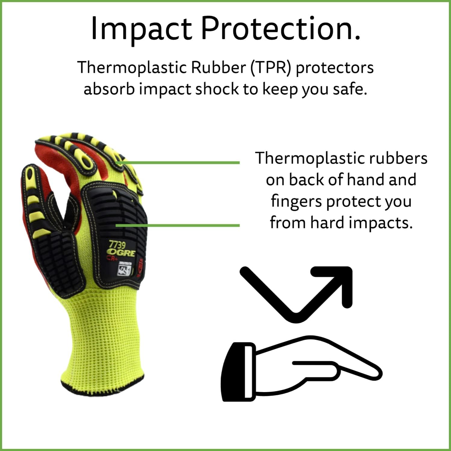Cordova 7739 Hi-Vis Yellow Cut-Resistant Gloves, HPPE/Glass Fiber, Sandy Nitrile Palm Coating, Foam Padding, 13-Gauge, Anti-Cut, Aramid Thumb Crotch, TPR Impact Protection, Medium