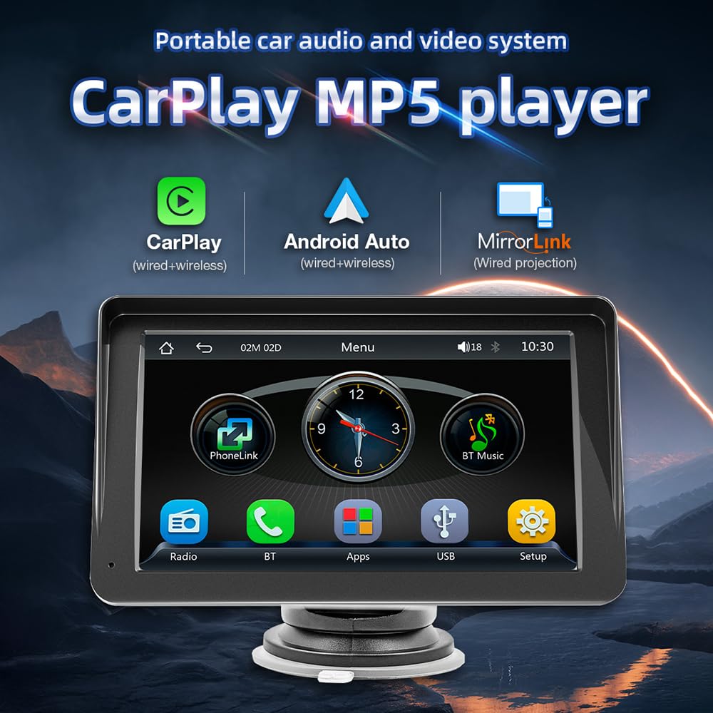 Pantalla Carplay Coche para Isuzu D-MAX, Bighorn, Campo Pickup, 7 Pulgadas Portátil IPS Pantalla Automóviles Radio con Bluetooth Asistente de Voz
