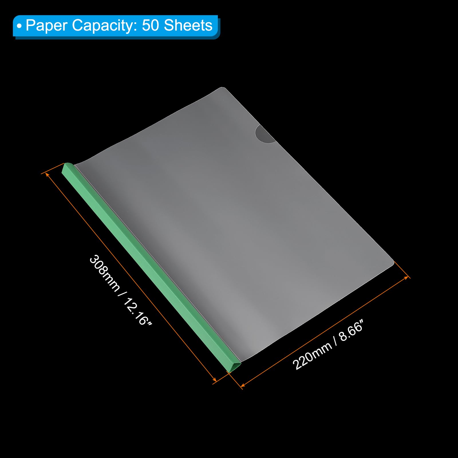 PATIKIL Clear Report Covers with Sliding Bar, 10 Pcs 15mm Slide-Grip Resume Cover 135 Sheets Capacity - Image 2