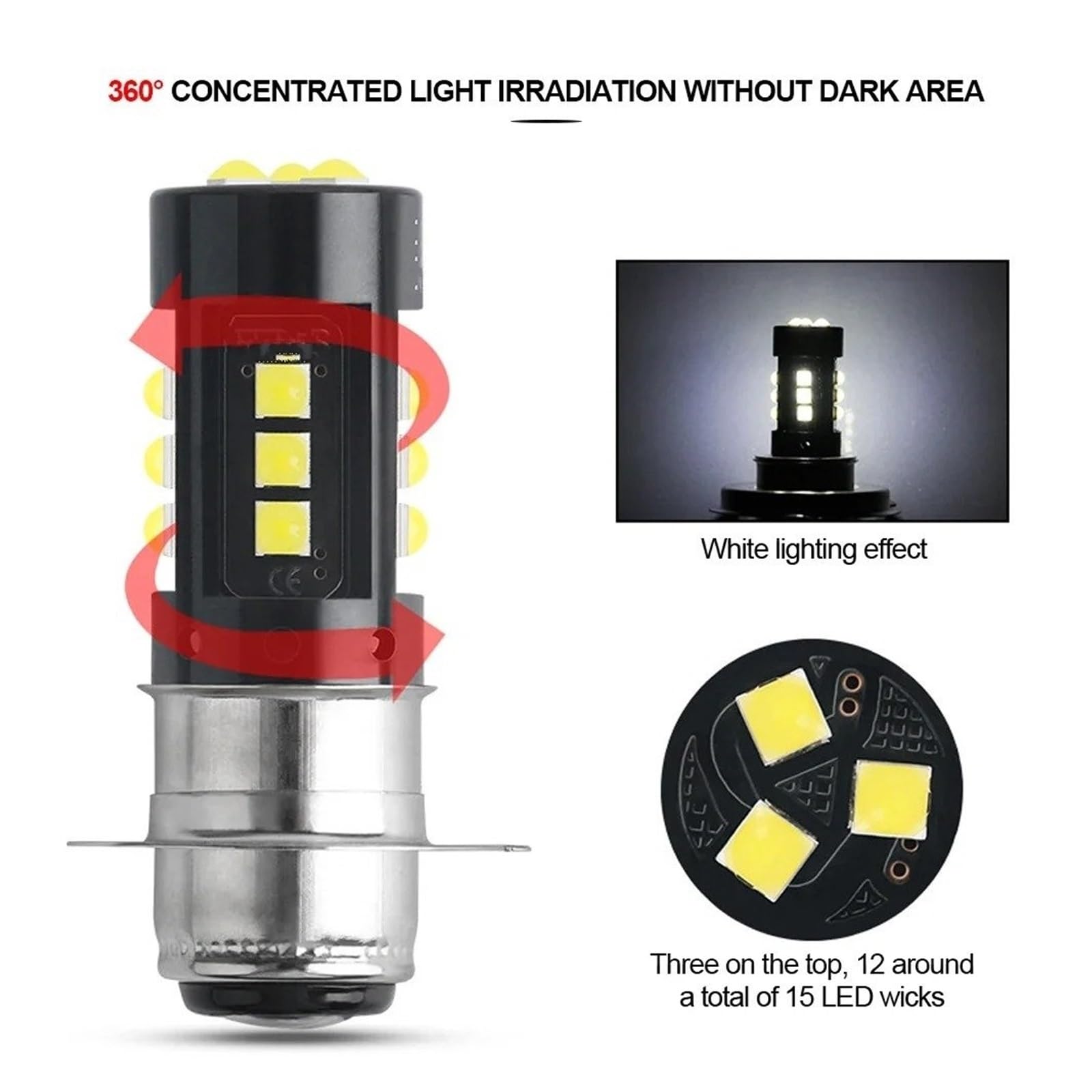 Pour Moto Scooter Tricycle LED Phare De Blanc Feux Croisement Ampoules 12V Antibrouillard H4 BA20D P15D-H6 Phare De Moto(H4)