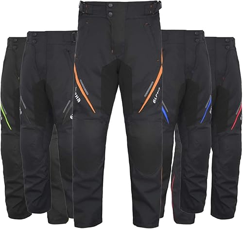 Pantalones de motociclista para hombre, todas las estaciones, cubre pantalón con blindaje impermeable y certificación CE, Enduro (naranja, cintura