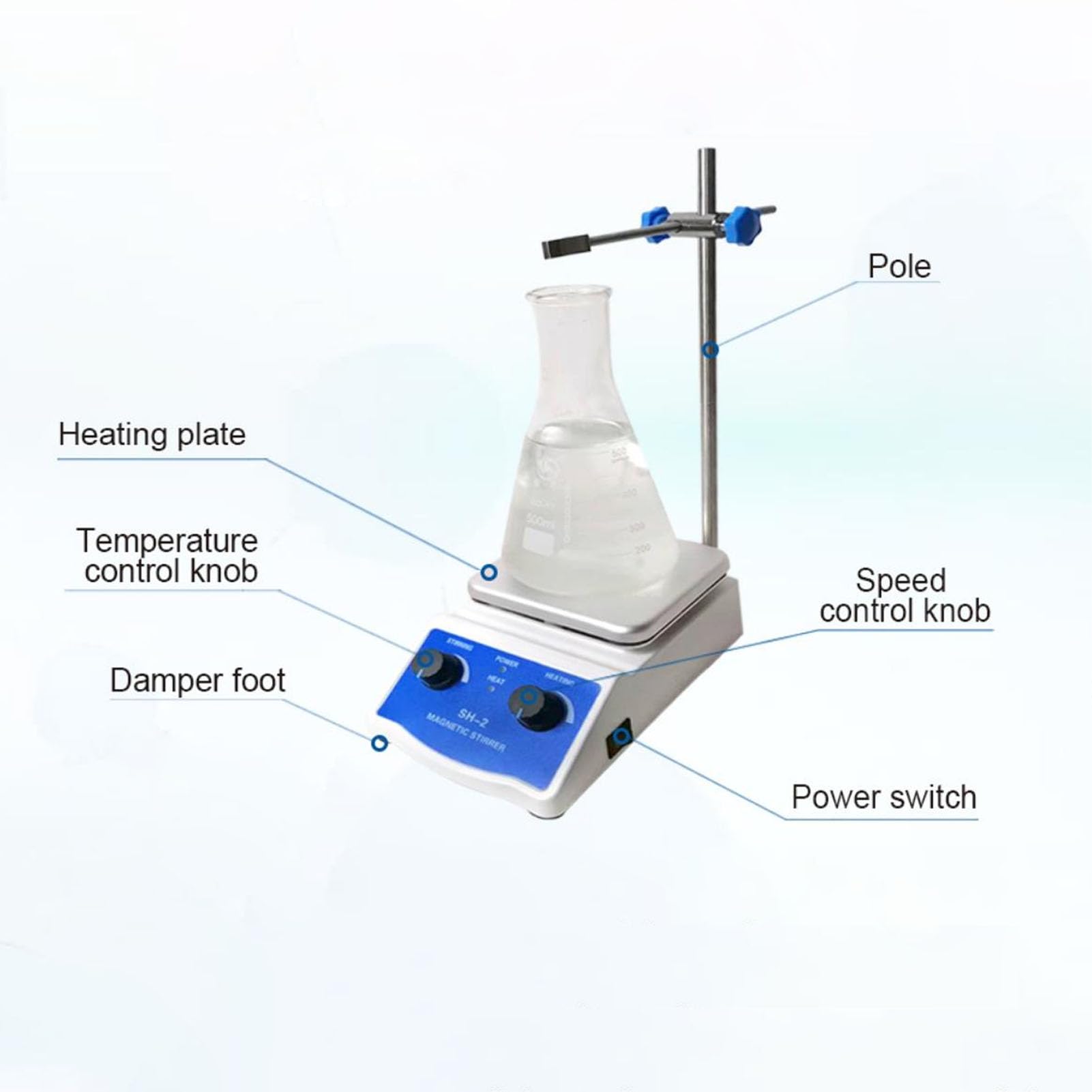 Agitatore magnetico, 2000 ml, da 300 a 2600 giri/min, piastra riscaldante con temperatura costante e agitatore, per ricerca di esperimenti alimentari (spina UE 100-240 V)