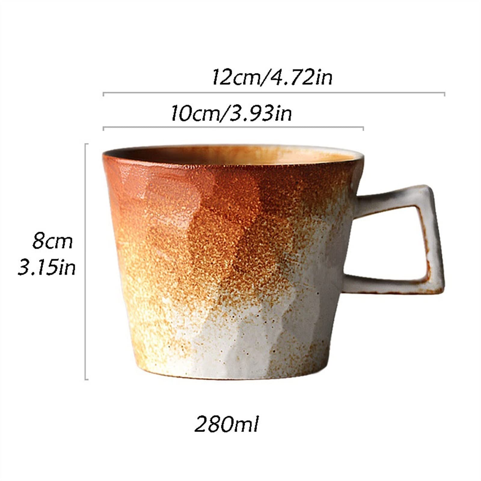 Wasserbecher 280 ML Retro Becher Steingut Kaffeetasse Einfache Haushalt Unregelmäßige Handgemachte Kaffeetasse Lsolierter Becher(C)