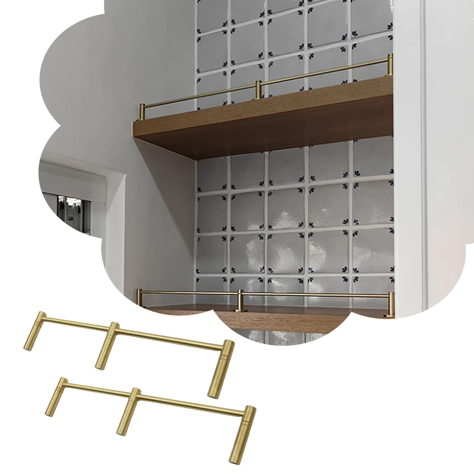 Blazea One Color Decorative Solid Brass Thin Railings For Bathroom/Wine Cabinet/Coffee, 2 Pcs Kitchen Tipping Shelf Guard Rail, Elegant Floating Shelf Railing Bar(23In(58Cm))