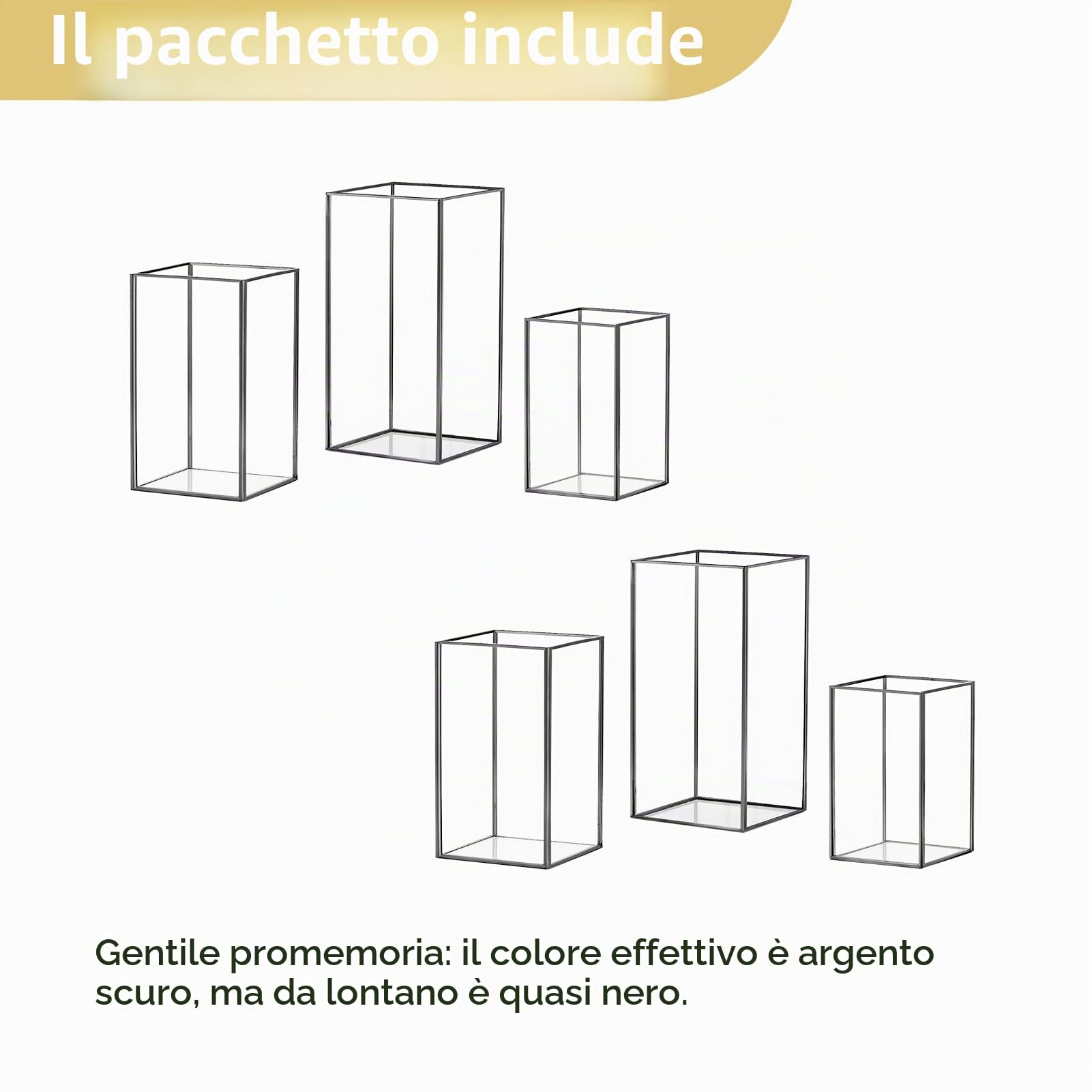 Nuptio Hurricane Portacandele in Vetro: 6 Pezzi Portacandele Trasparenti Pilastro, Lanterne Nere Decorative da Interno Mestiere Natale Centrotavola Soggiorno Sala Pranzo Matrimonio Decorazioni Festa