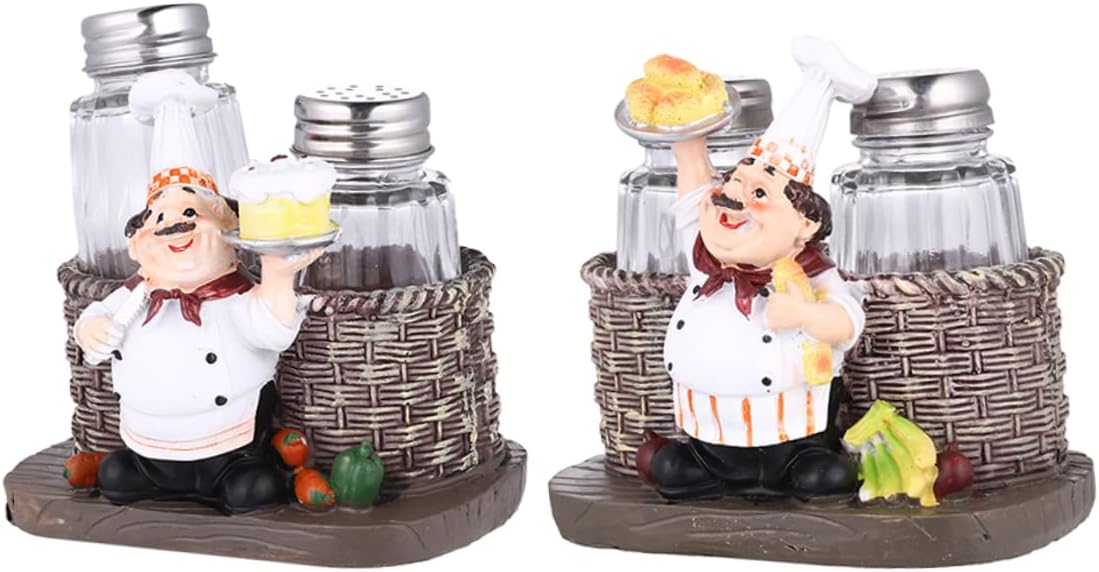 Ciieeo 2sets Cute Chef Bottle Holder for Kitchen Decor Charming Seasoning Storage Container for Festivals and Homewarming