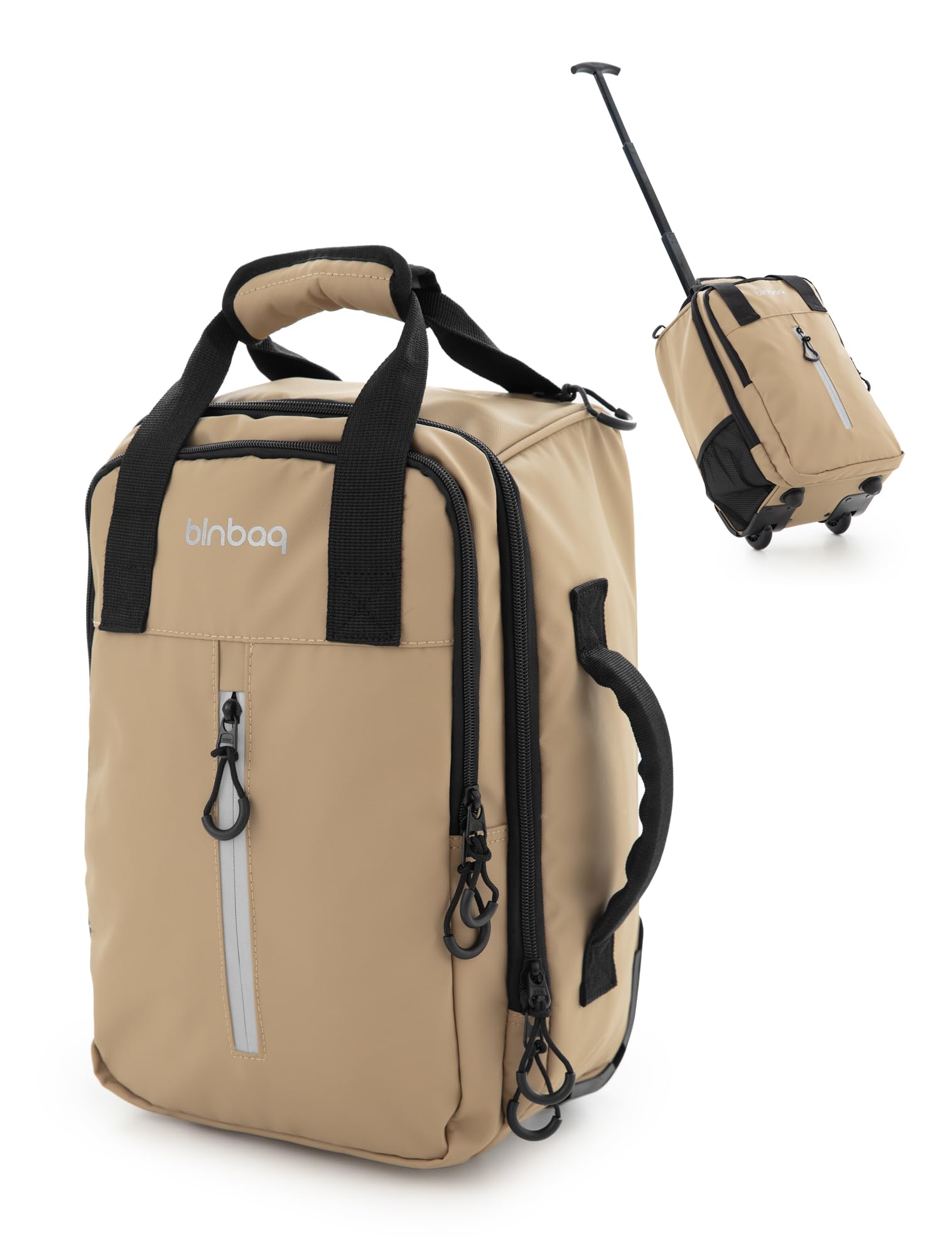 Blnbag M7 - Trolley de cabina 40×20×25 cm impermeable, maleta de mano ligera 20L para vuelos de Ryanair, bolsa de avión 2 ruedas y compartimento acolchado para portátil, color champán