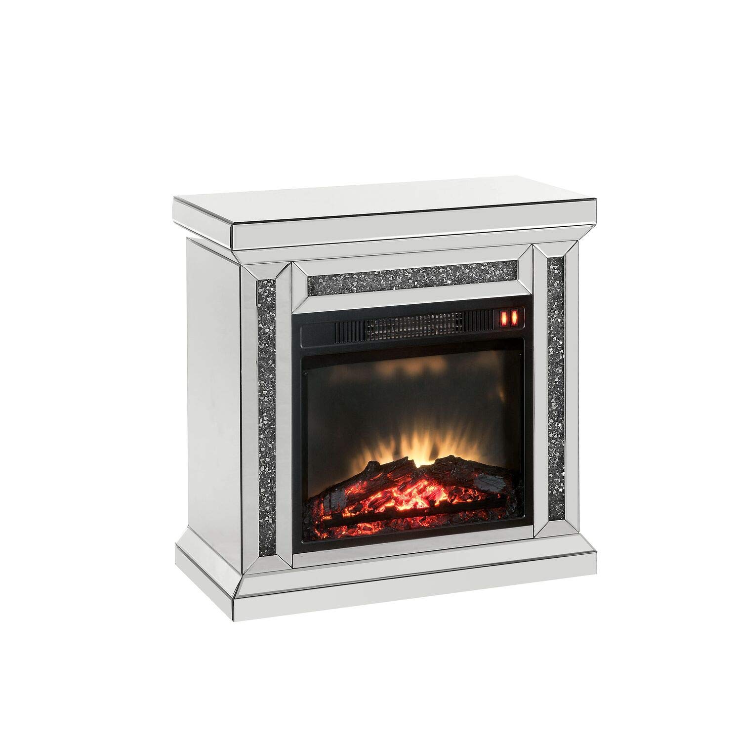 Acme Furniture Noralie Fireplace, Mirrored & Faux Diamonds