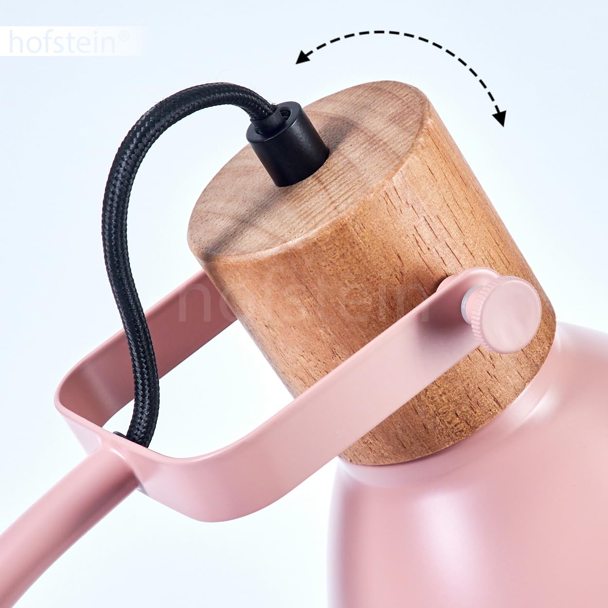 Tischeuchte Chipou, moderne Tischlampe aus Metall/Holz in Rosa/Pink/Natur, verstellbare Leseleuchte mit rundem Schirm (Ø 15 cm) und Schalter am Kabel, Höhe max. 51 cm, 1 x E27, ohne Leuchtmittel