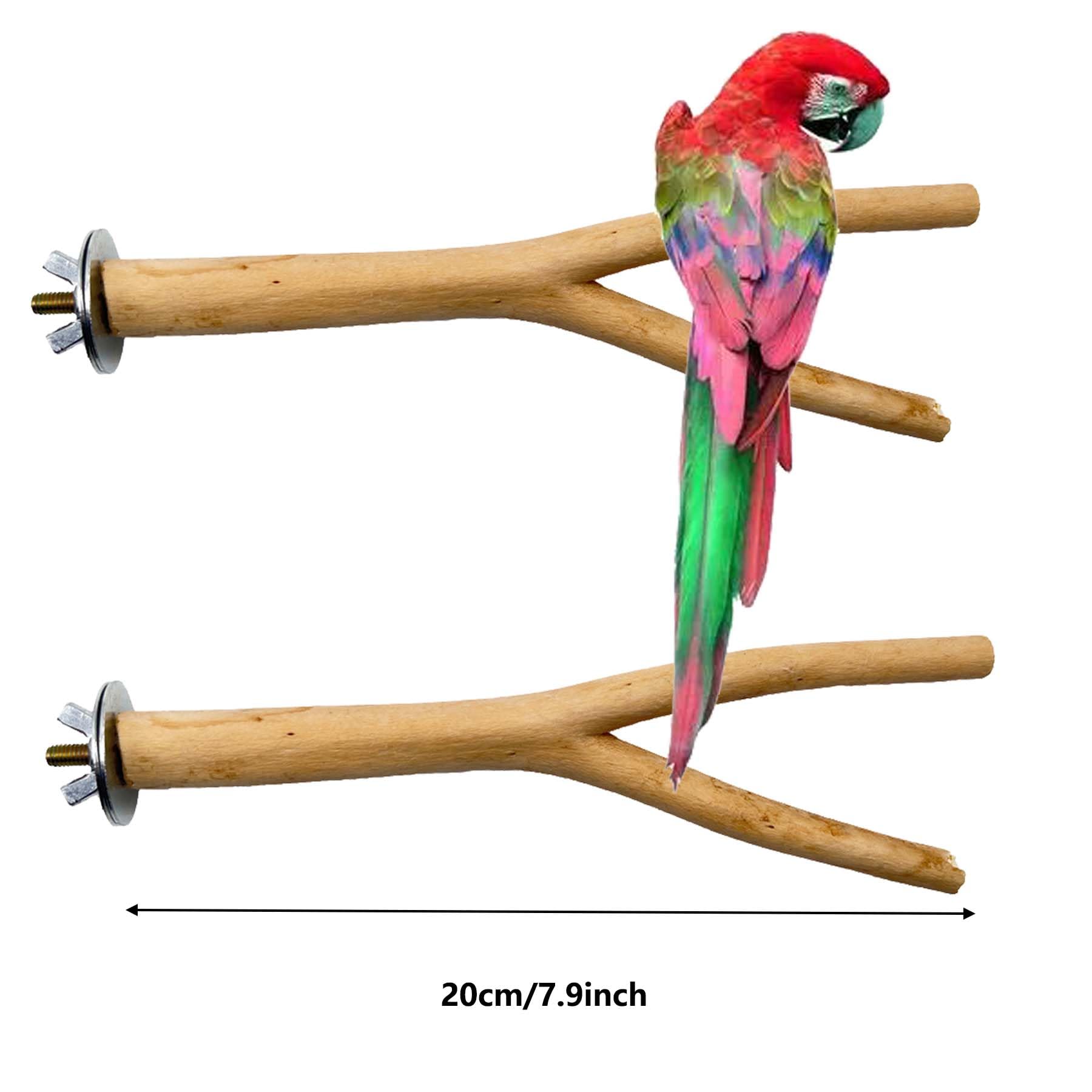 Allazone 7 PCS Perchoirs en Bois pour Oiseau, Branches en Bois pour Cage à Oiseaux, Perchoirs Naturels pour Perroquets, Calopsittes, Canaris - 4