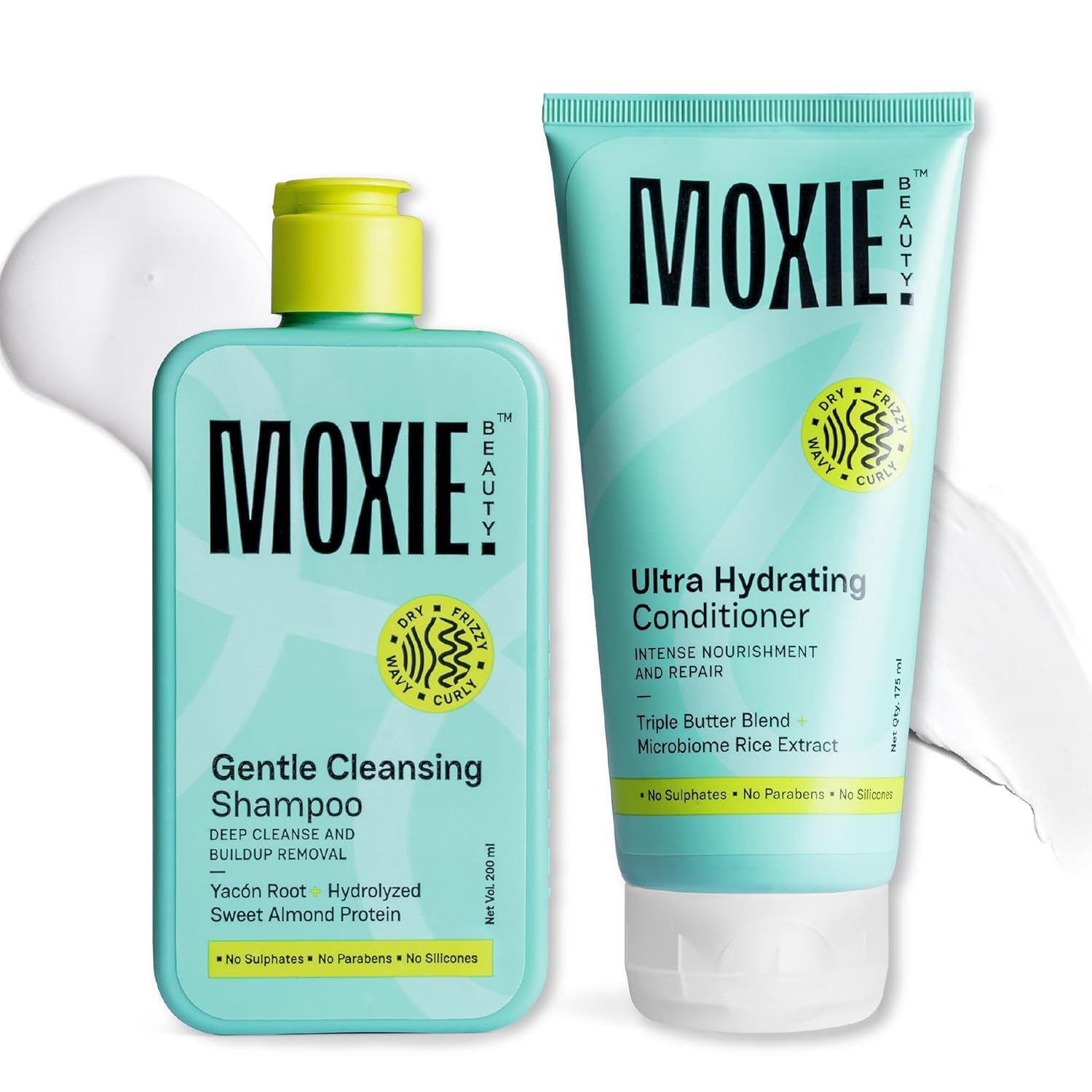 Moxie Beauty Shampoo & Conditioner Combo |1.5x Stronger hair | Paraben and Sulfate-Free | Rinse & Shine Duo | Gentle Cleansing Shampoo (200ml) & Ultra