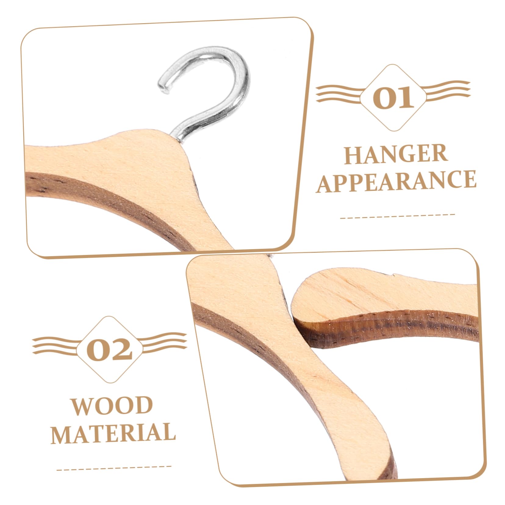 Mini Appendiabiti In Legno Per Bambole &ndash; 10 Pezzi &ndash; Solo Hangers NH6 &ndash; Colore Naturale