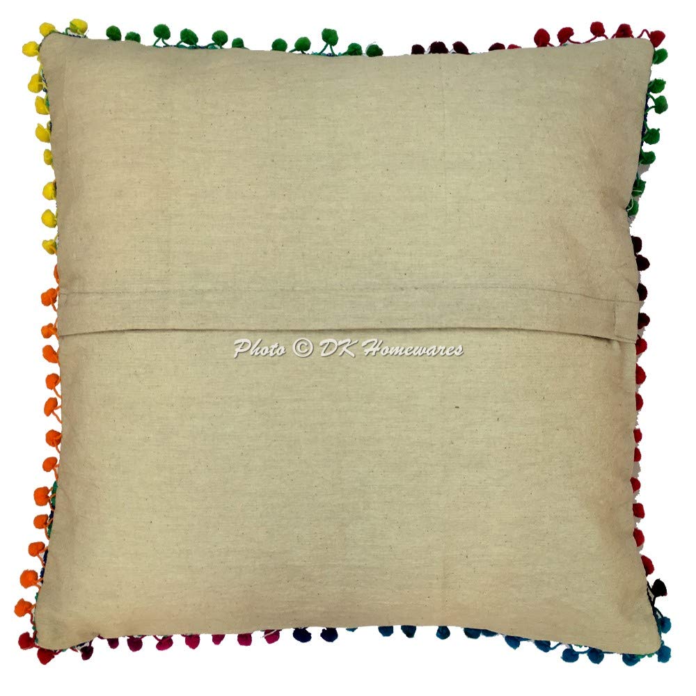 Fundas para Cojín 40x40 cm Algodón Bordado Artesano Estilo Boho Naranja Fundas de Almohada para Sofá Decoración Étnica - Pack de 4