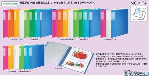 Miniatura 2 de Kokuyo Novita , libro transparente expandible, libro de exhibición, carpeta de presentación con fundas de plástico encuadernadas con 20 bolsillos,