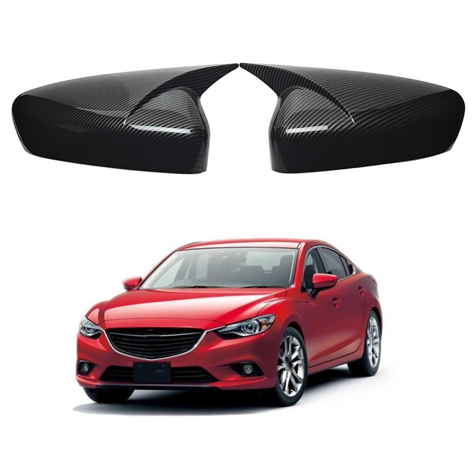 PAPEP Door Mirror Cover Caps for Mazda Atenza 2014-2017, Left Right Side Wing Rearview Mirror Cover Lid 2 Pieces Exterior Styling Accessory,Carbon fiber texture