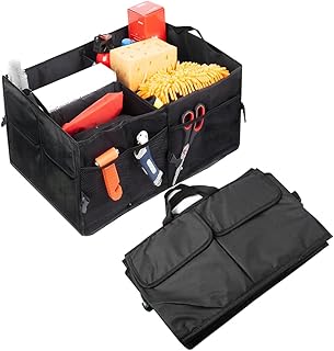 Mandark Organizador de maletero de automóvil, caja de almacenamiento plegable con múltiples compartimentos, impermeable, ajustable, accesorios de contenedor de organización automotriz, universal para