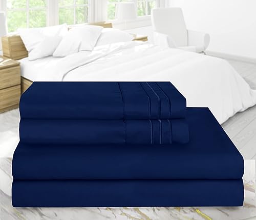 Miniatura 6 de Vacco Juego de sábanas tamaño Queen, sábanas y fundas de almohada de 4 piezas para hotel de lujo de la serie 1800, sábanas ultrasuaves,